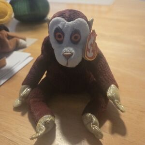 Ty Brown and Gold Stuffed Monkey Toy